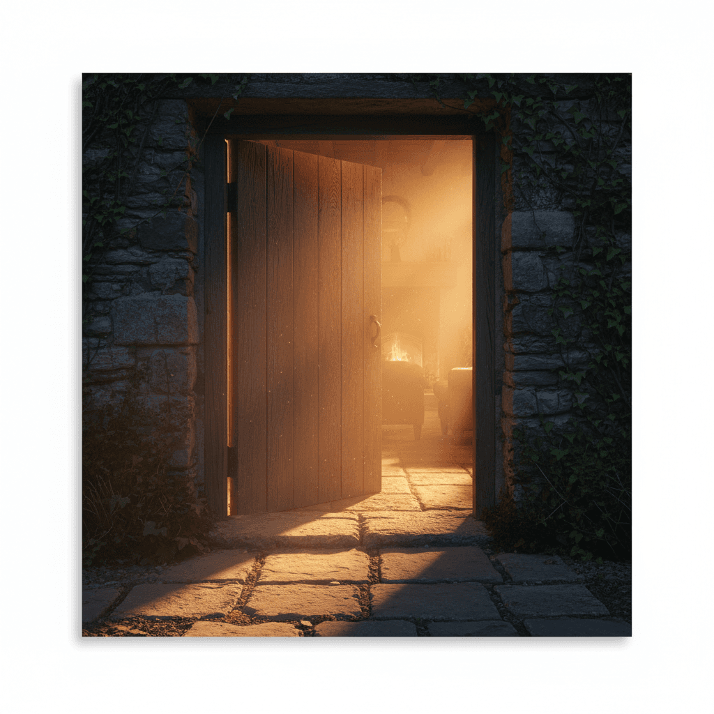 Open door with warm light